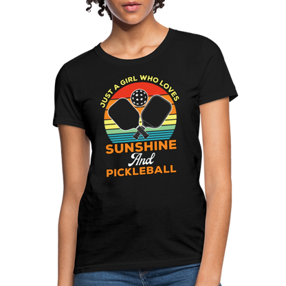 Just A Girl Who Loves Sunshine and Pickleball Women's Contoured T-Shirt - black