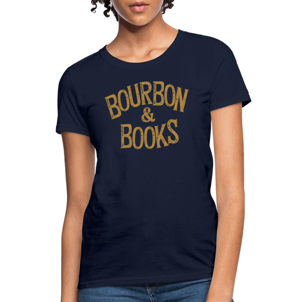 Bourbon & Books Women's Contoured T-Shirt - navy