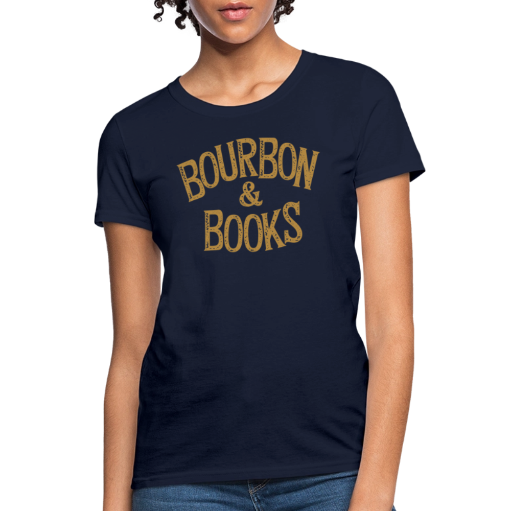 Bourbon & Books Women's Contoured T-Shirt - navy