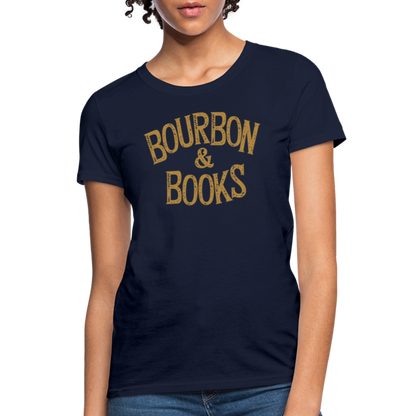 Bourbon & Books Women's Contoured T-Shirt - navy