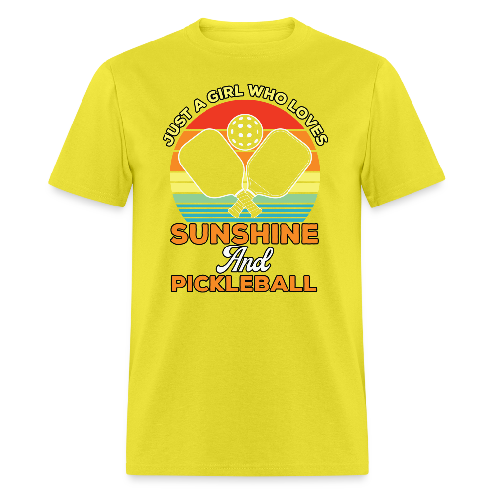 Just A Girl Who Loves Sunshine and Pickleball T-Shirt - yellow