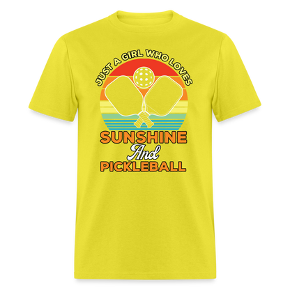 Just A Girl Who Loves Sunshine and Pickleball T-Shirt - yellow