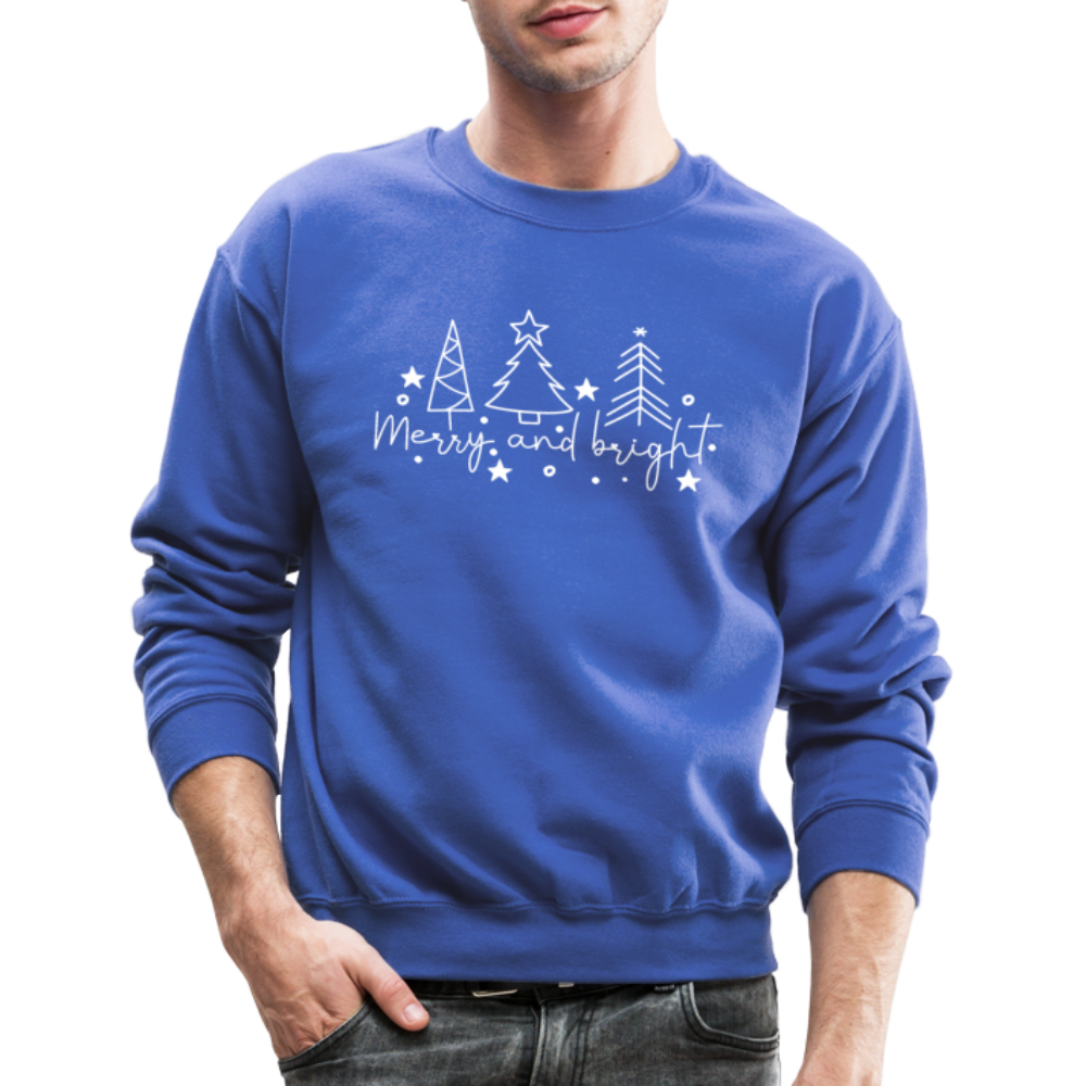 Merry and Bright (Christmas) Sweatshirt - royal blue