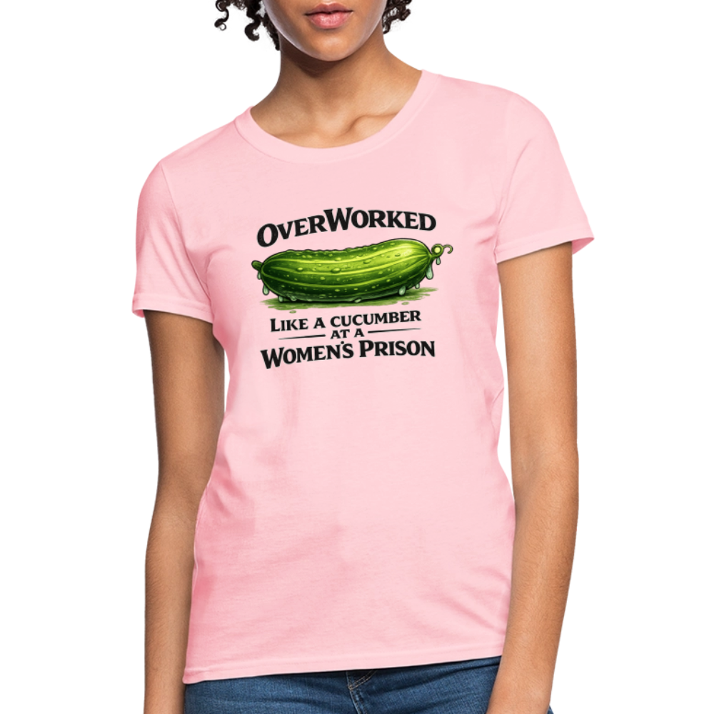OverWorked Cucumber Funny Women’s T-Shirt Color: Pink