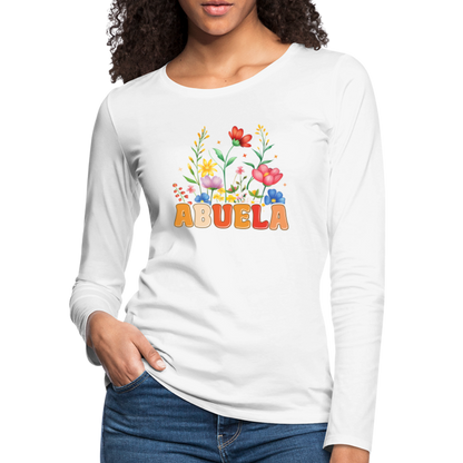 Abuela Premium Long Sleeve T-Shirt with Floral Design - white