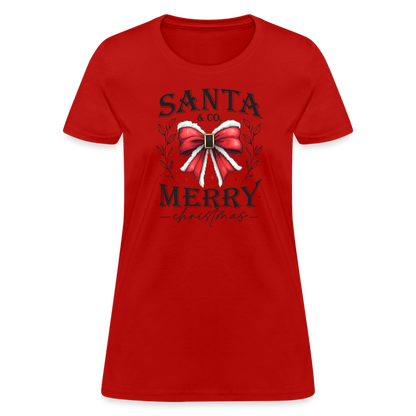 Merry Christmas Santa & Co Women's Contoured T-Shirt - red