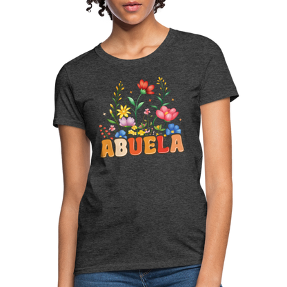 Abuela Women's T-Shirt with Floral Design - heather black