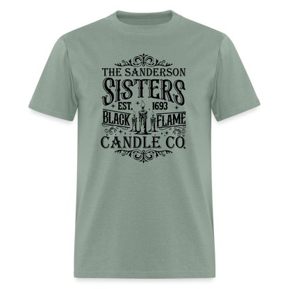 The Sanderson Sisters Black Flame Candle Co. T-Shirt (Halloween) - sage