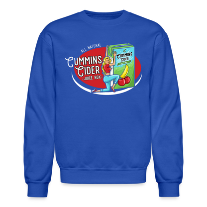 Cummins Cider Juice Box (Adult Sexual Humor) Sweatshirt - royal blue