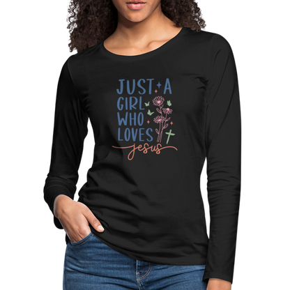 Just A Girl Who Loves Jesus Women's Premium Long Sleeve T-Shirt - black