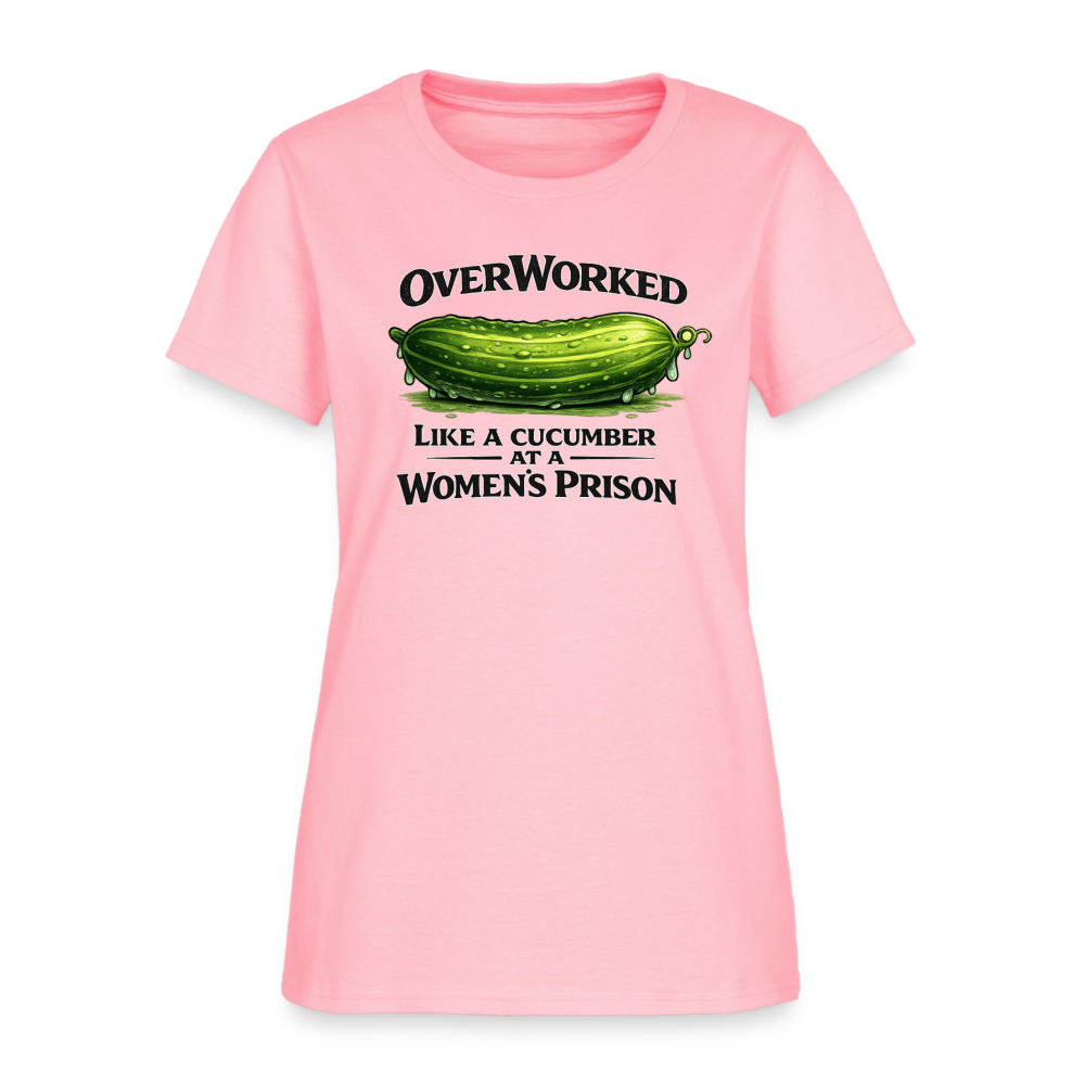 OverWorked Cucumber Funny Women’s T-Shirt Color: Pink