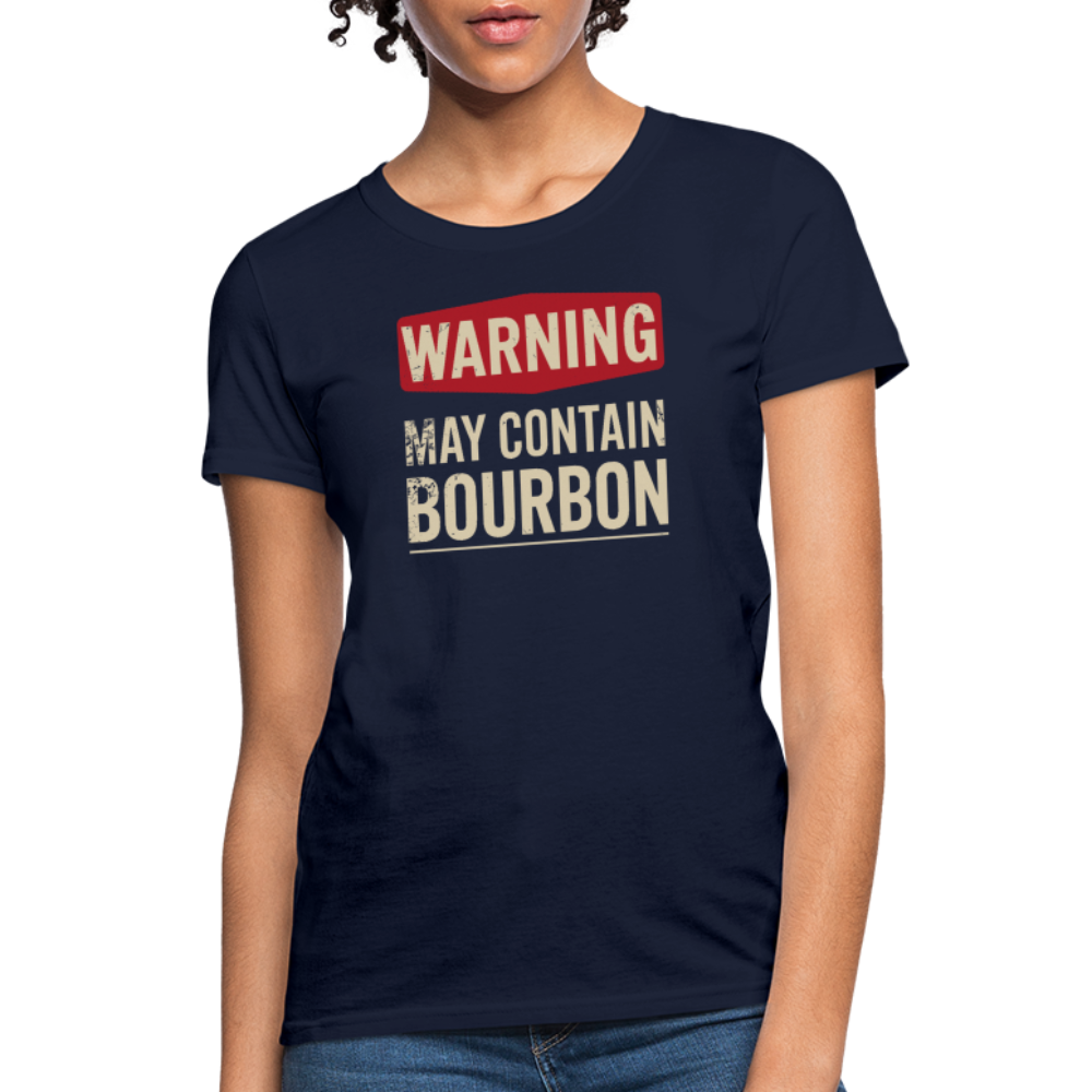 Warning May Contain Bourbon Women's Contoured T-Shirt - navy