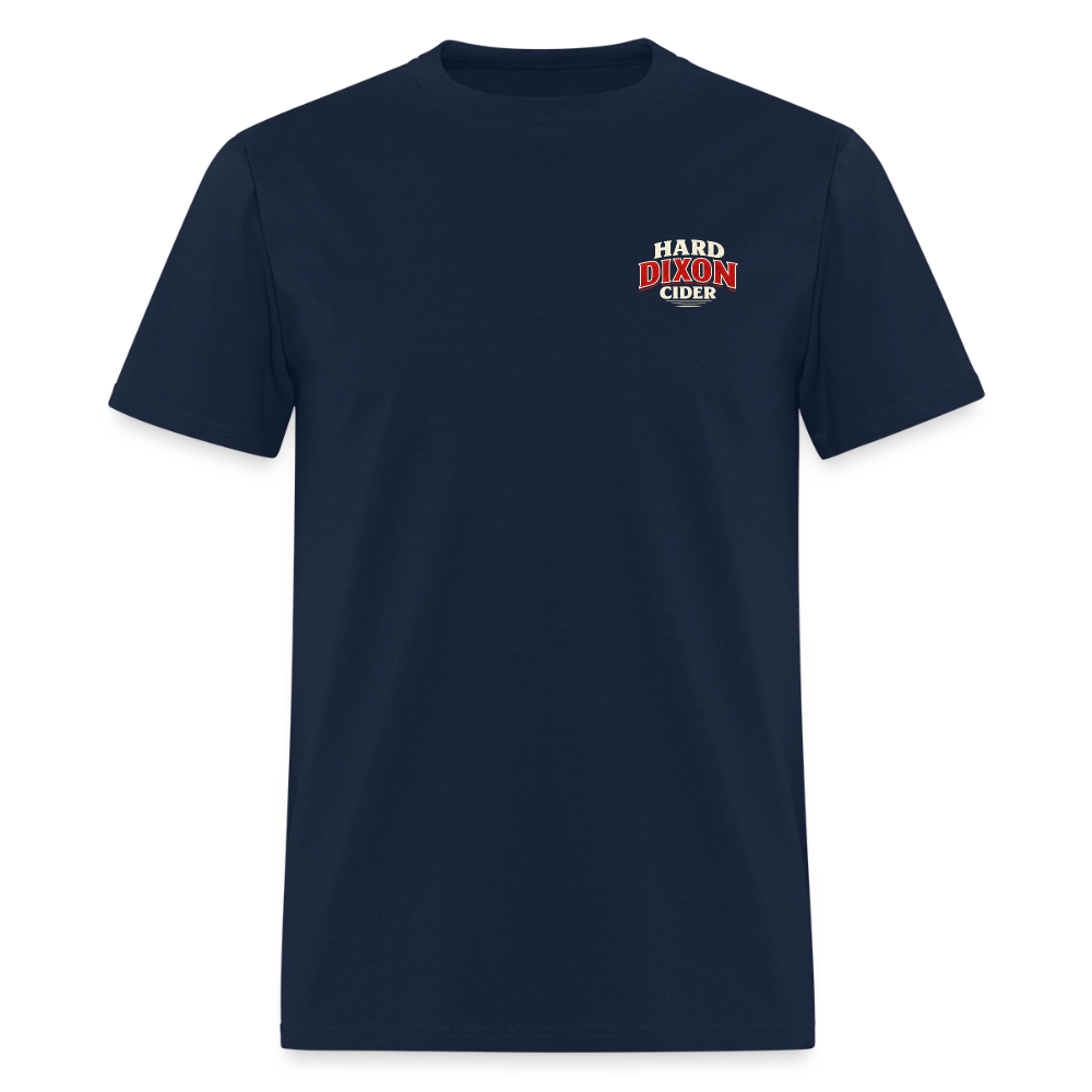 Hard Dixon Cider Funny Graphic T-Shirt (Front & Back Print) Color: Navy