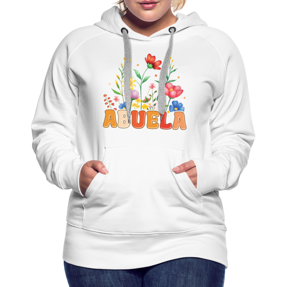 Abuela Women’s Premium Hoodie with Floral Design - white