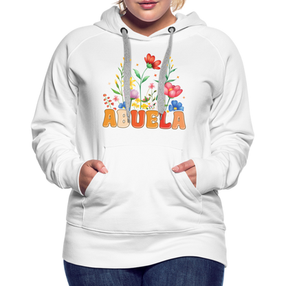 Abuela Women’s Premium Hoodie with Floral Design - white