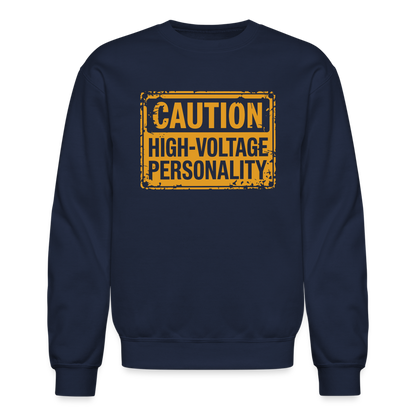 Caution High Voltage Personality Sweatshirt - navy