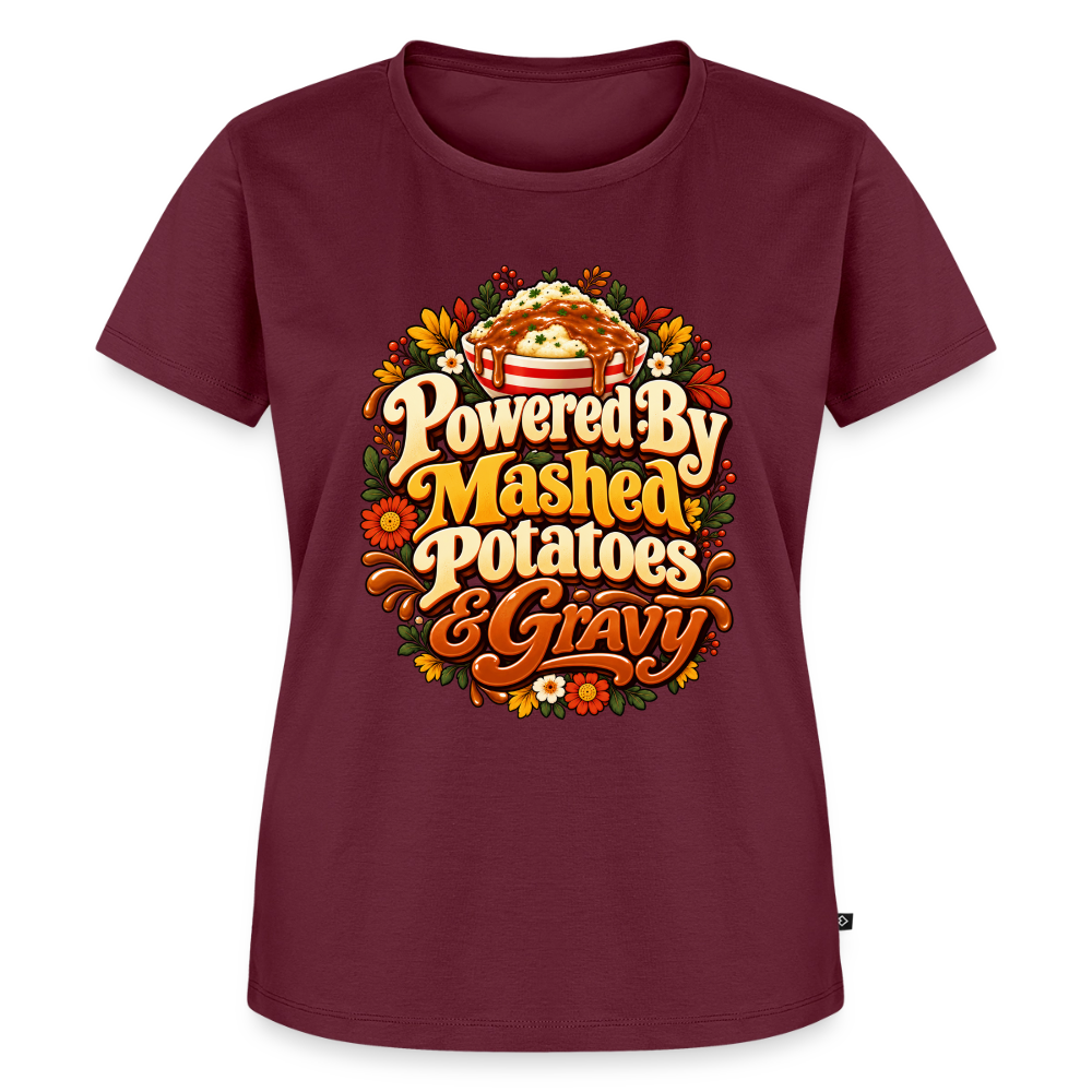 Powered by Mashed Potatoes & Gravy – Fall Floral Women’s Premium T-Shirt - burgundy