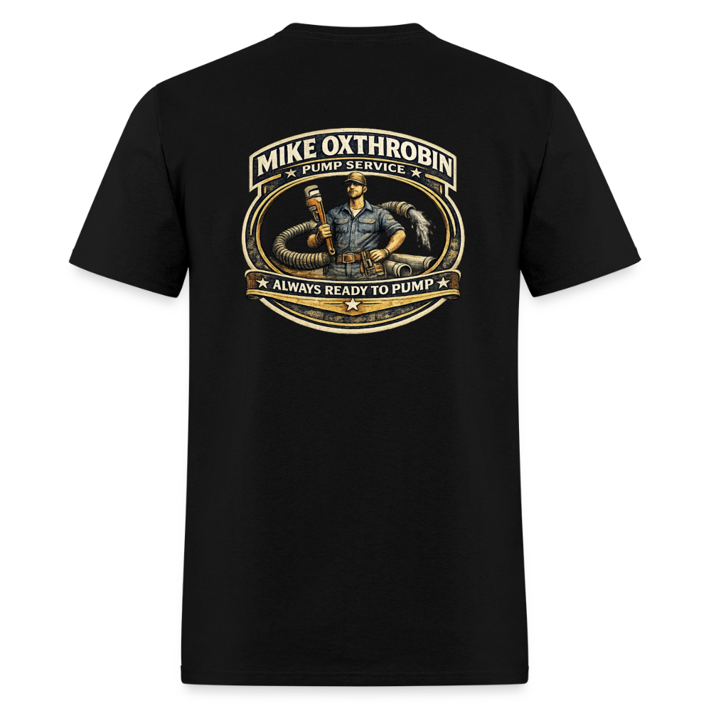 Mike Oxthrobin Pump Service Double-Sided Funny Humor Tee Color: dark red