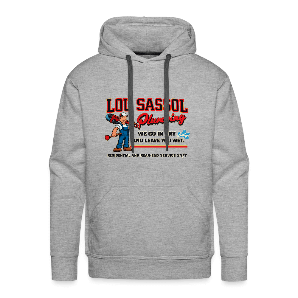 Lou Sassol Plumbing Hoodie – Funny Adult Humor Hoodie for Men Color: white