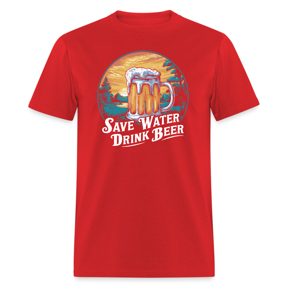 Save Water Drink Beer (Funny Drinking) T-Shirt - red