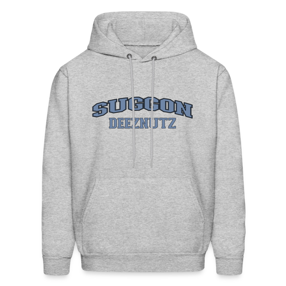 Suggon Deeznutz Hoodie (in Blue Ball Colors - Funny Sexual Humor) - heather gray