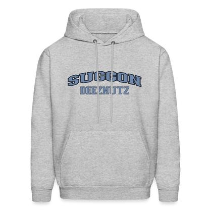 Suggon Deeznutz Hoodie (in Blue Ball Colors - Funny Sexual Humor) - heather gray