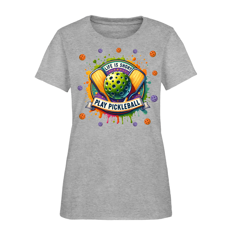 Life Is Short Play Pickleball Women's T-Shirt Color: heather gray