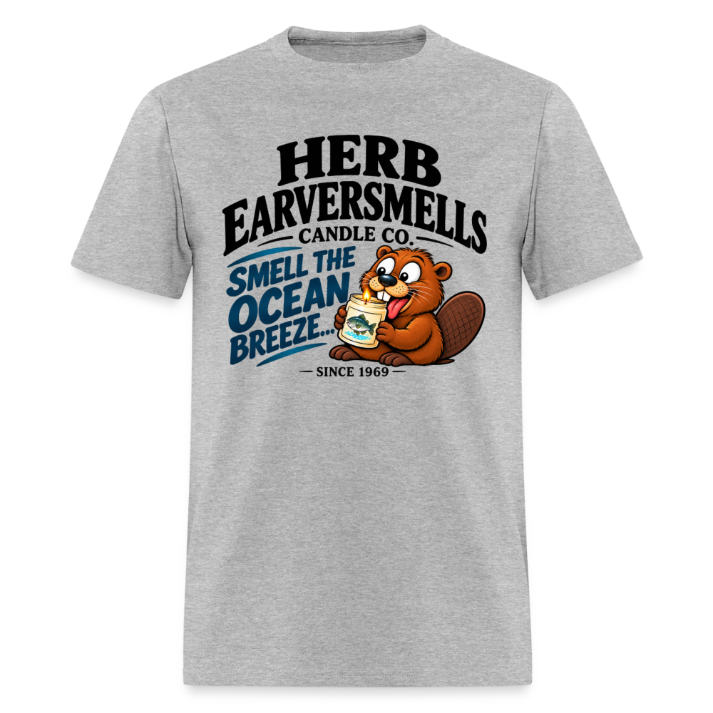 Herb Earversmells Candle Co. – Funny Adult Humor T-Shirt - heather gray