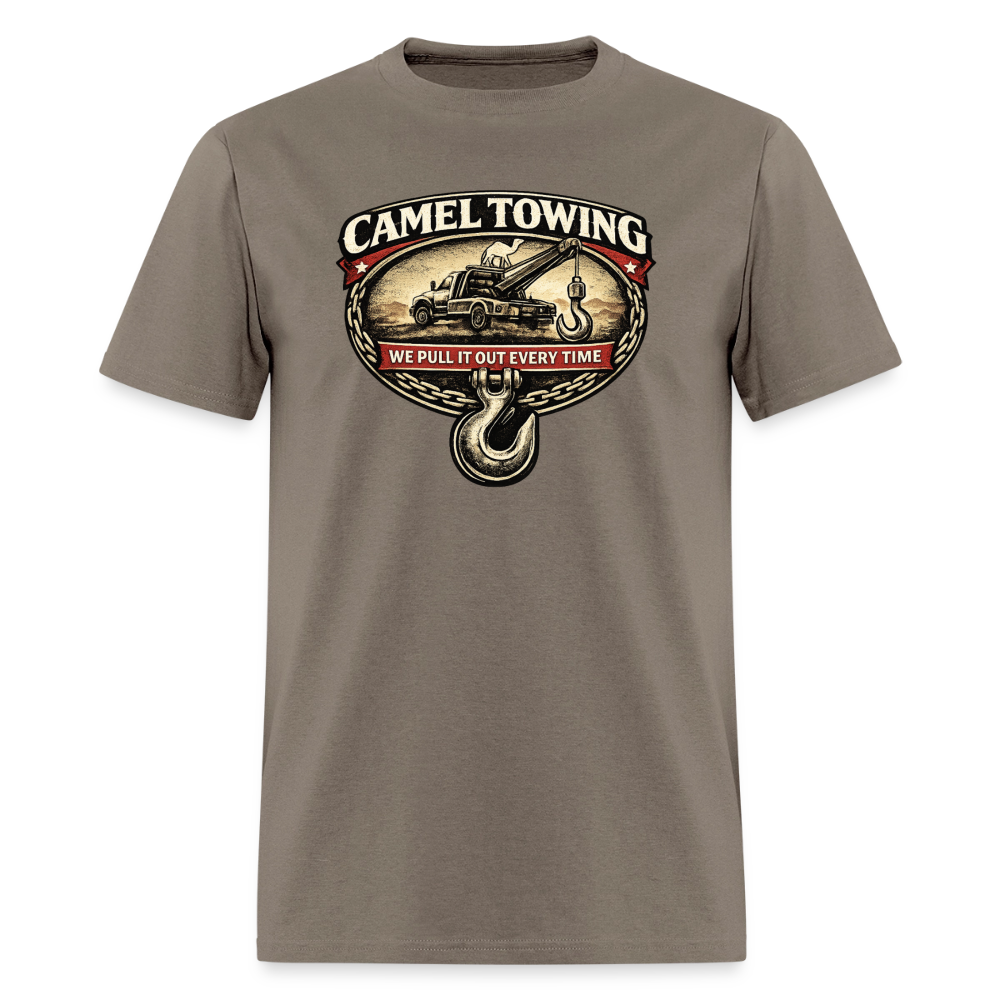 Camel Towing Funny Adult Humor T-Shirt Color: Safari
