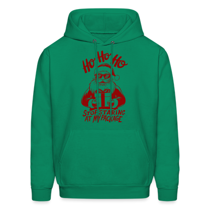 Ho Ho Ho Stop Staring Ay My Package (Funny Christmas Santa) Hoodie - kelly green