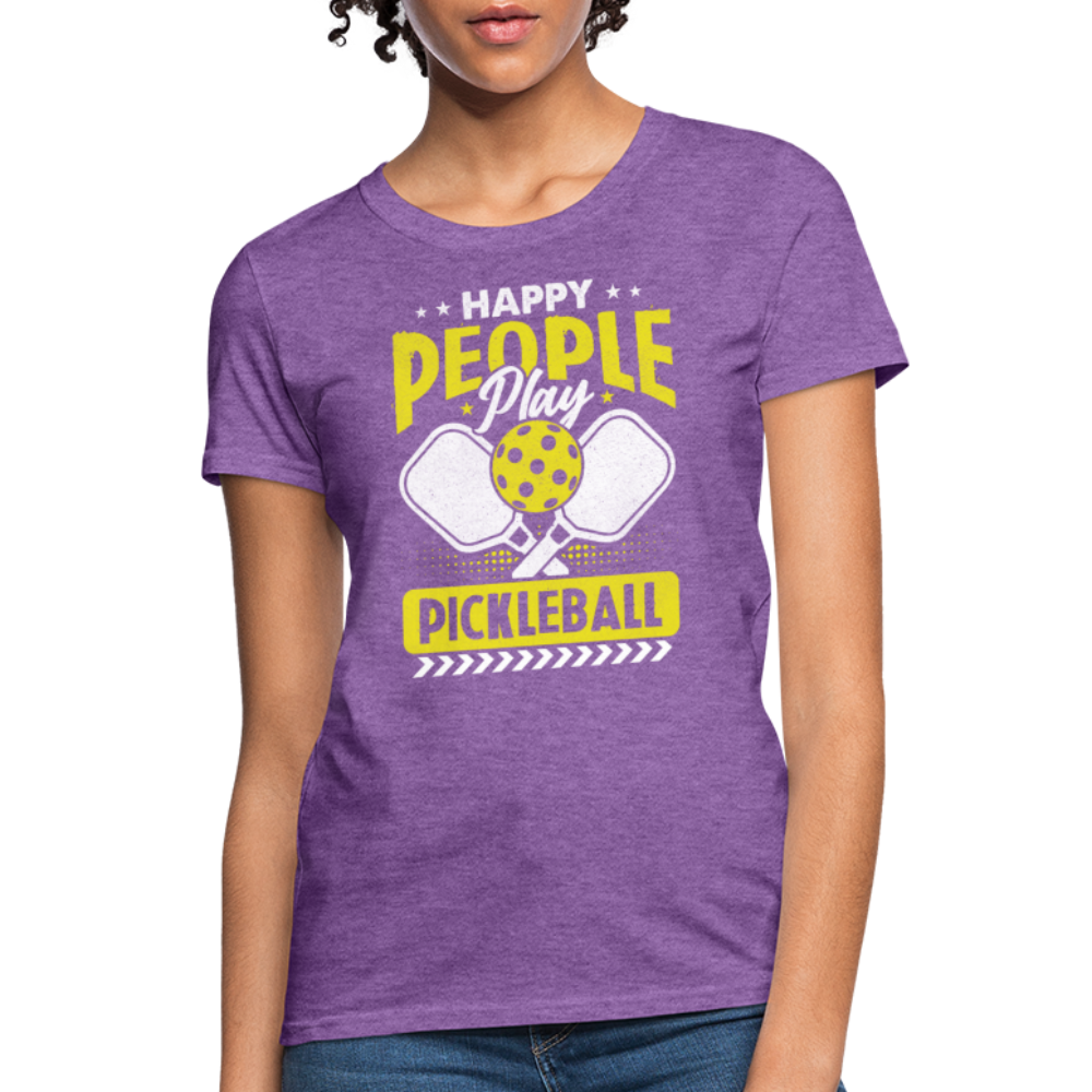 Happy People Play Pickleball Women's Contoured T-Shirt - purple heather