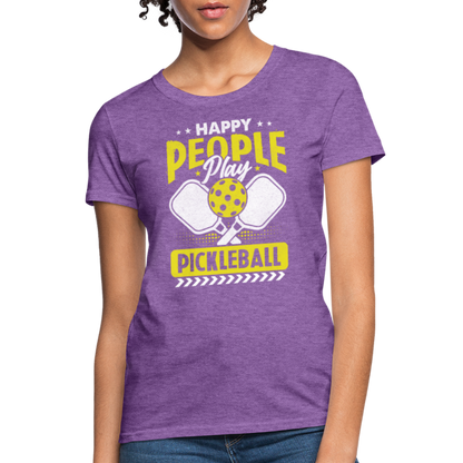 Happy People Play Pickleball Women's Contoured T-Shirt - purple heather