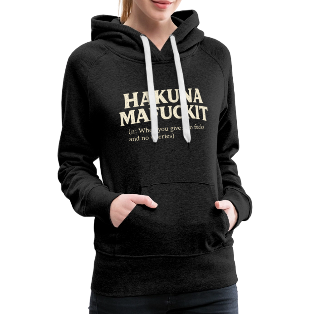 Hakuna Mafuckit Women’s Funny Graphic Hoodie Color: Heather Denim