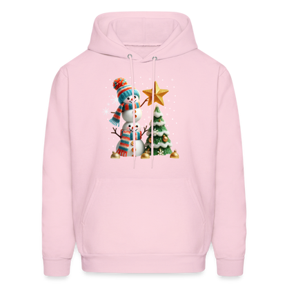 Cute Christmas Funny Snowman Decorating Tree Hoodie - pale pink