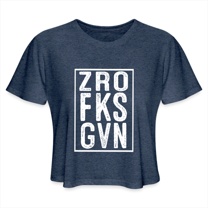 ZRO FKS GVN (Zero Fucks Given) Women's Cropped T-Shirt - heather navy