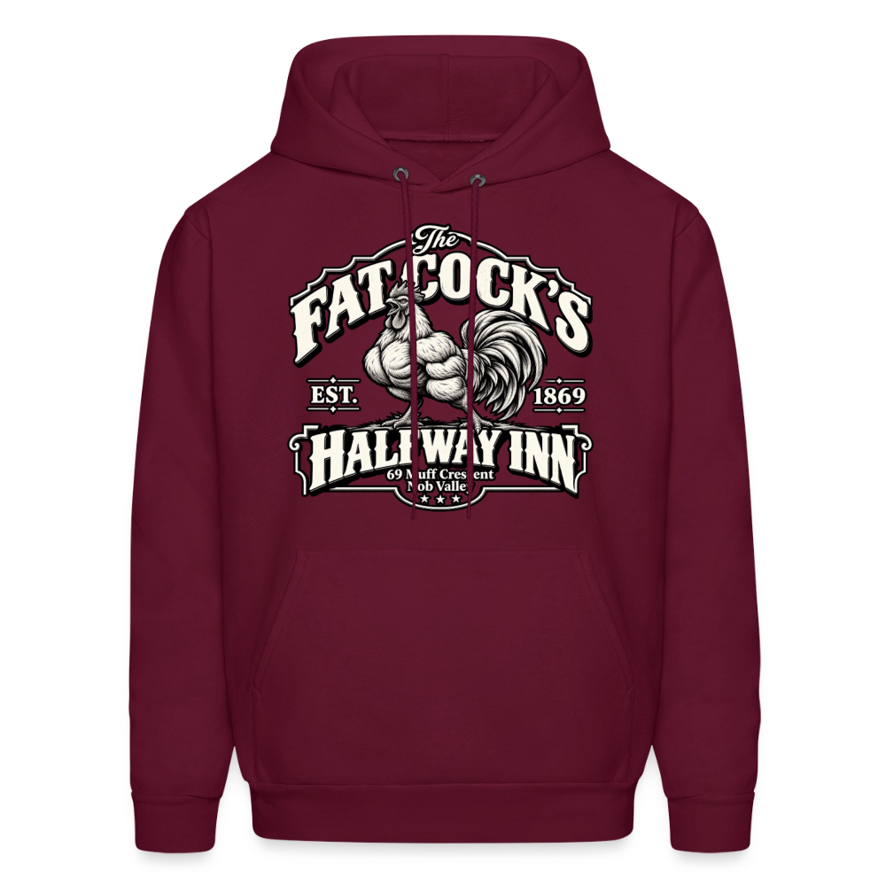 Fat Cock’s Halfway Inn Hoodie - burgundy