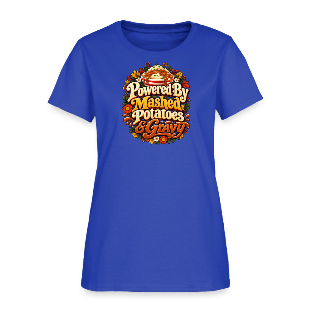 Powered by Mashed Potatoes & Gravy – Fall Floral Women’s T-Shirt - royal blue