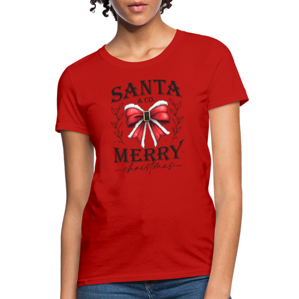 Merry Christmas Santa & Co Women's Contoured T-Shirt - red