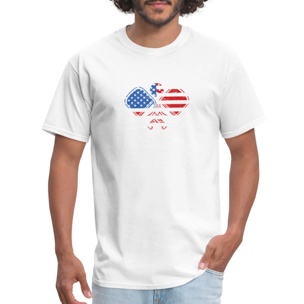 American Flag Pickleball Paddle T-Shirt - white