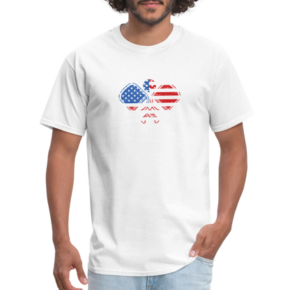 American Flag Pickleball Paddle T-Shirt - white