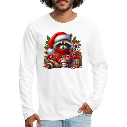 Christmas Cute Feral Raccoon Men's Premium Long Sleeve T-Shirt - white