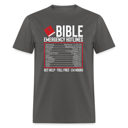 Bible Emergency Hotline (Scriptures) T-Shirt - charcoal