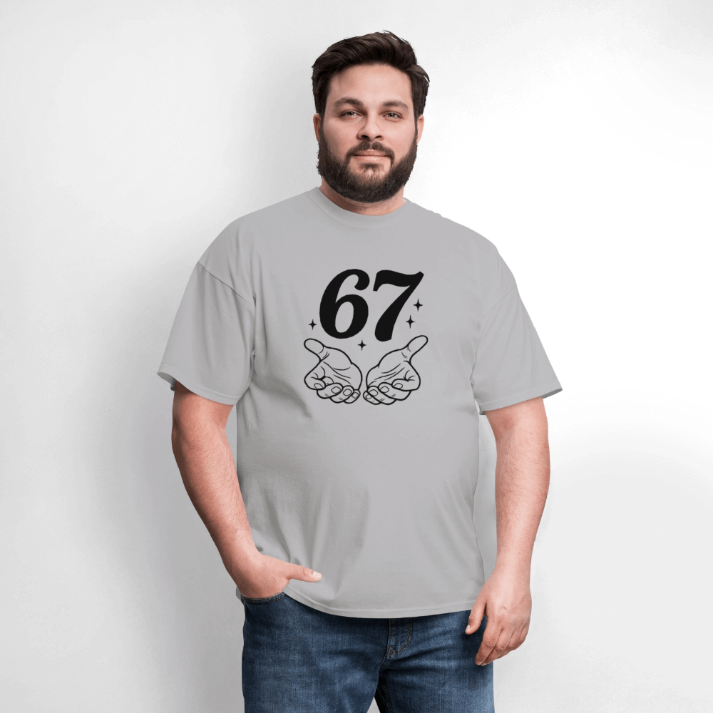 Six Seven 67 Hand Gesture T-Shirt Color: heather gray