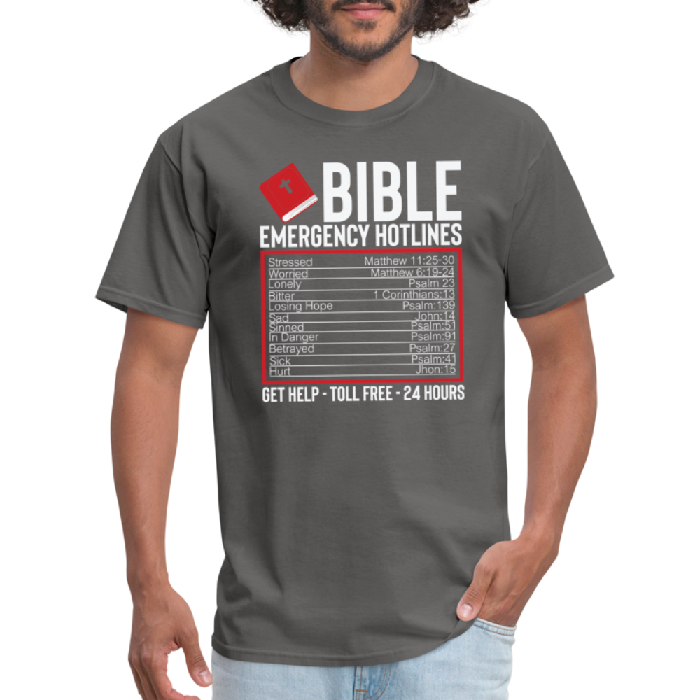 Bible Emergency Hotline (Scriptures) T-Shirt - charcoal