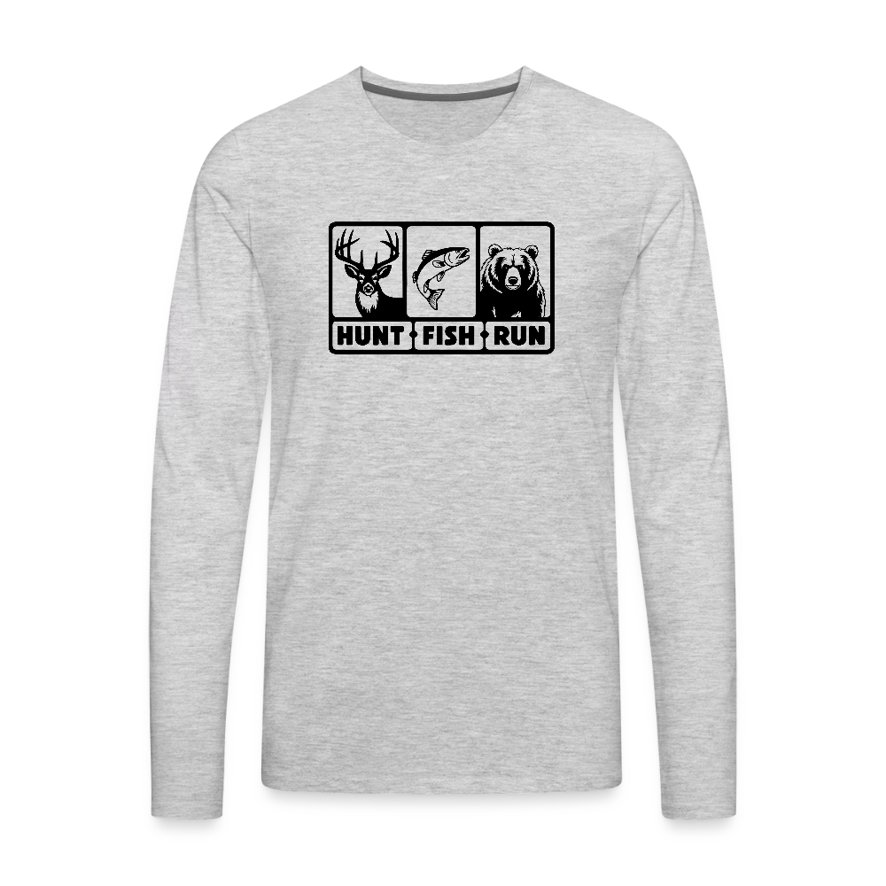 Hunt Fish Run Long Sleeve Tee – Funny Outdoor Shirt Color: white