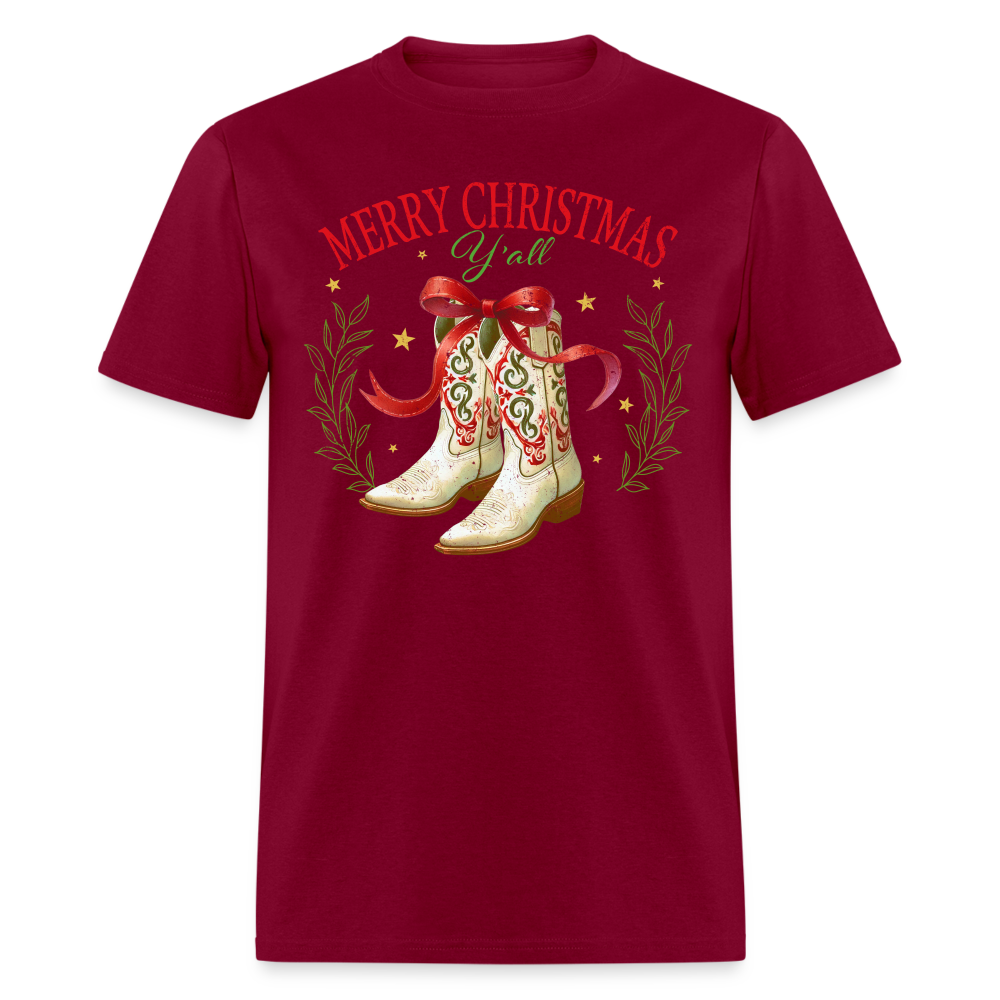 Merry Christmas Y'all T-Shirt - burgundy