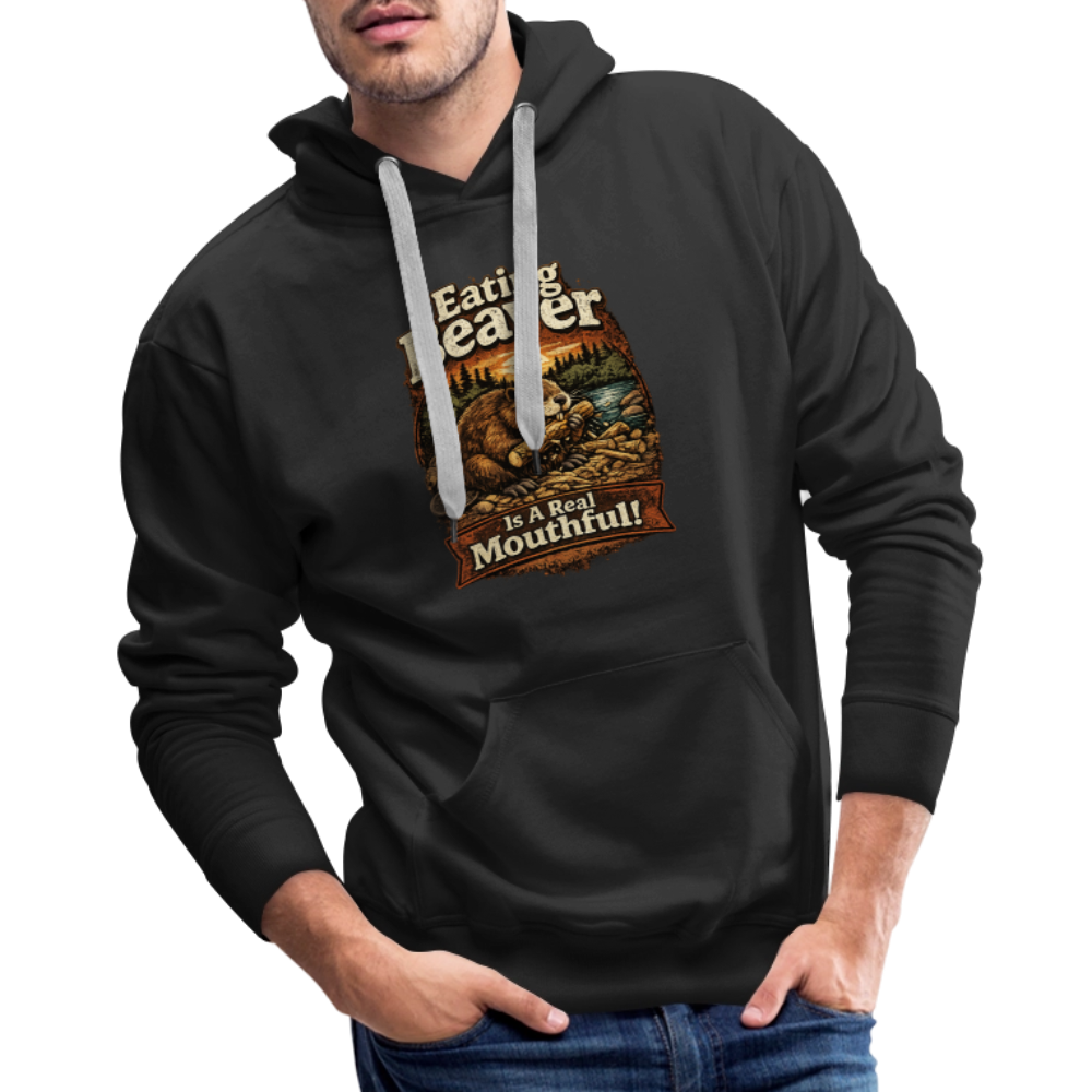 Eating Beaver is a Real Mouthful Funny Adult Hoodie - black