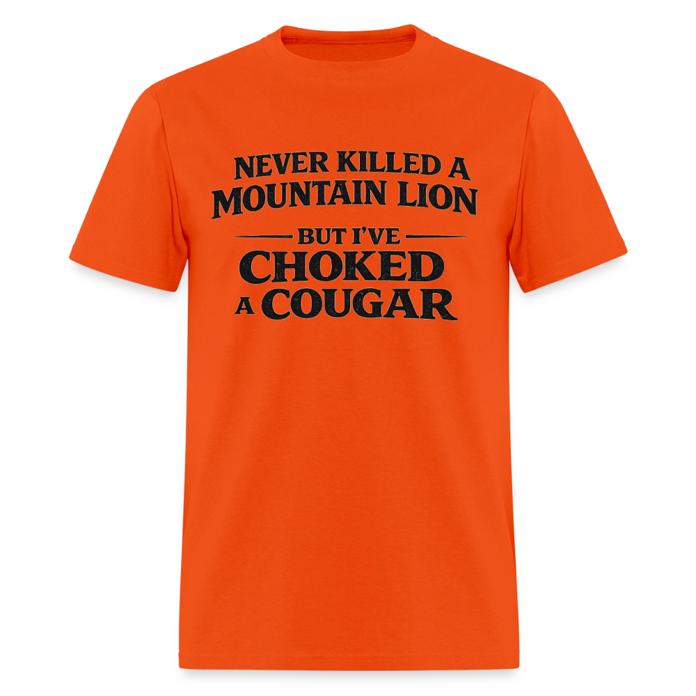 Choked a Cougar Funny Adult Humor T-Shirt Color: Orange