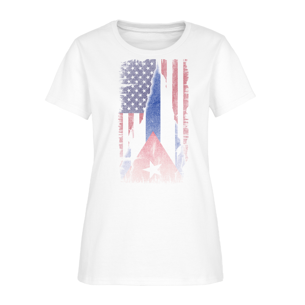 Cuba & USA Flag Women’s T-Shirt – Cuban American Pride Tee - white