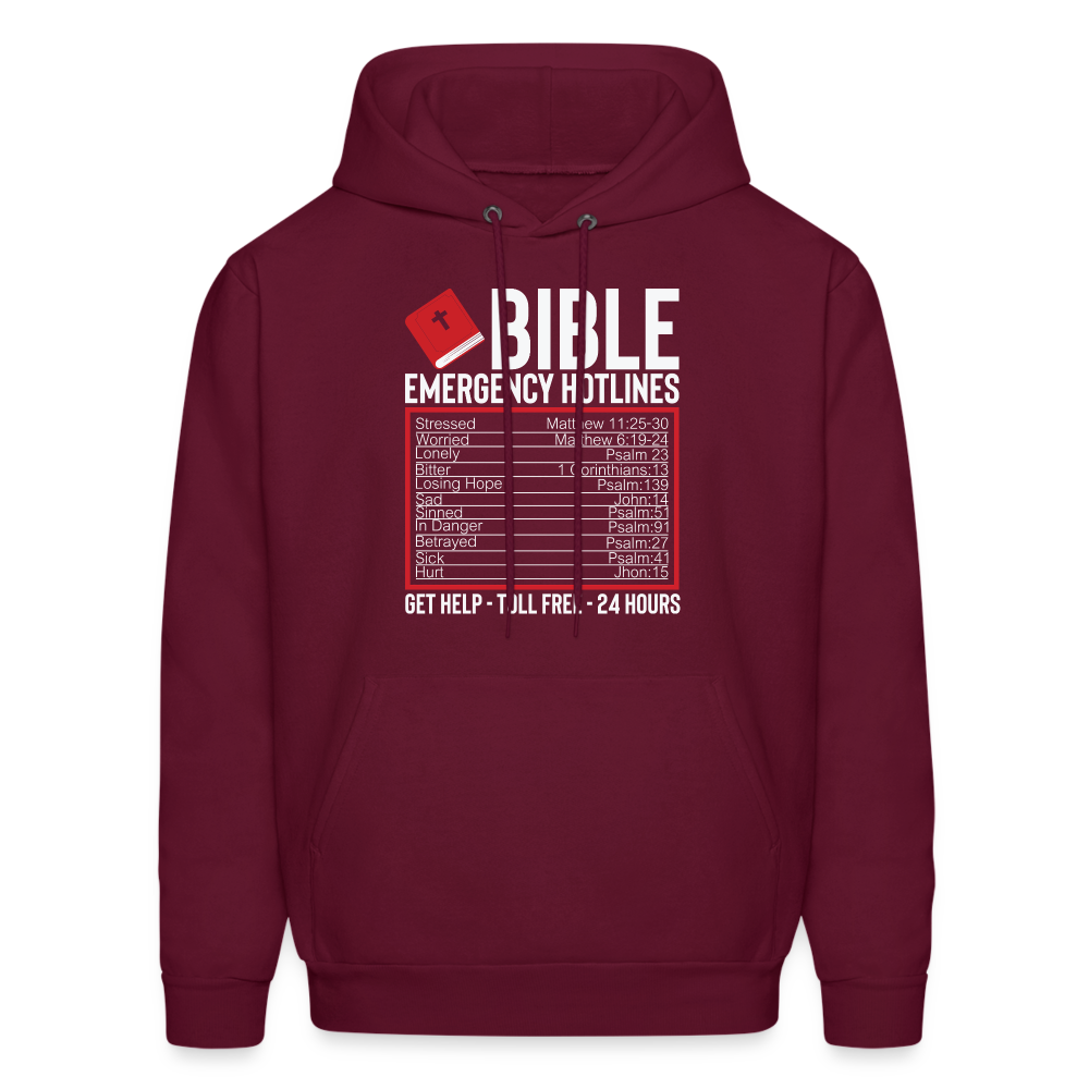 Bible Emergency Hotline (Scriptures) Hoodie - burgundy